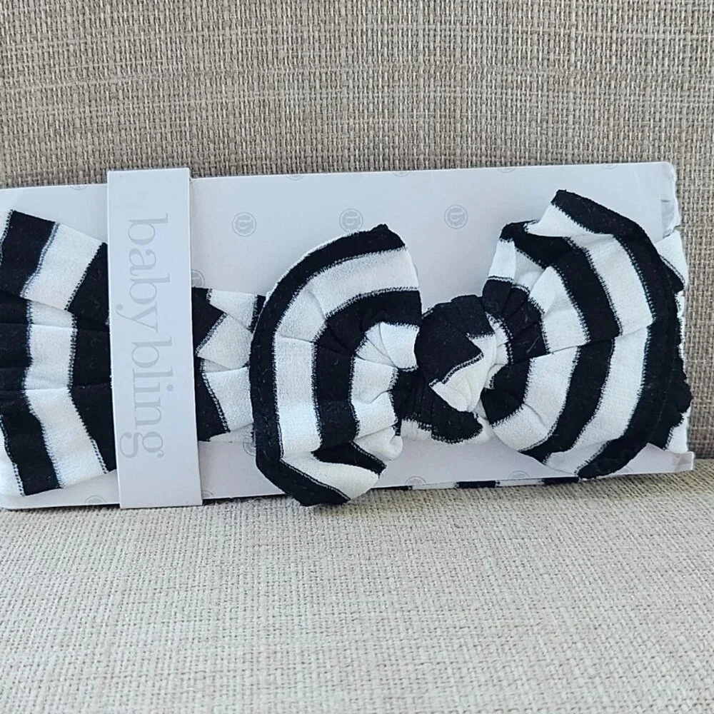Baby Bling Headband baby White/Black Striped Baby Head Band Brand: Baby Bling